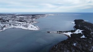 Snowy winter scene of Eastern Passage, NS