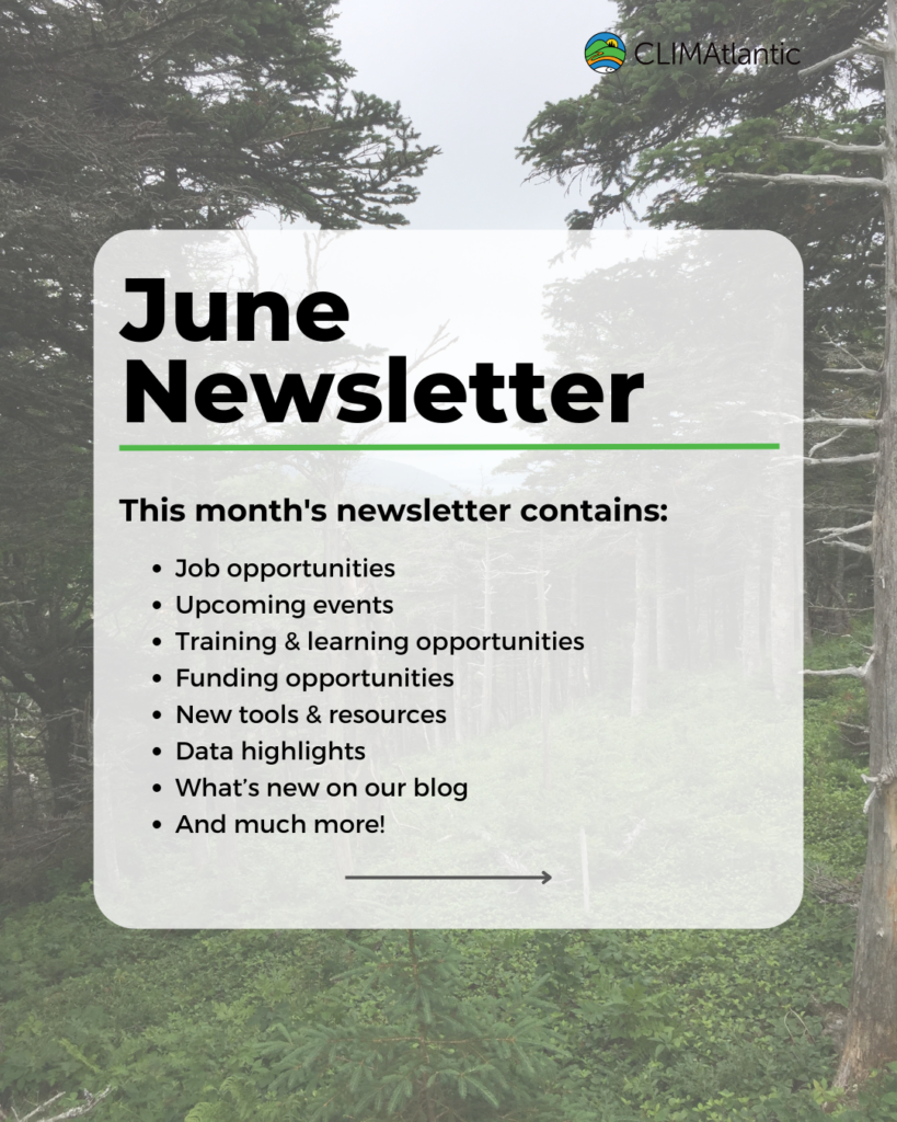 A graphic promoting CLIMAtlantic's June newsletter.