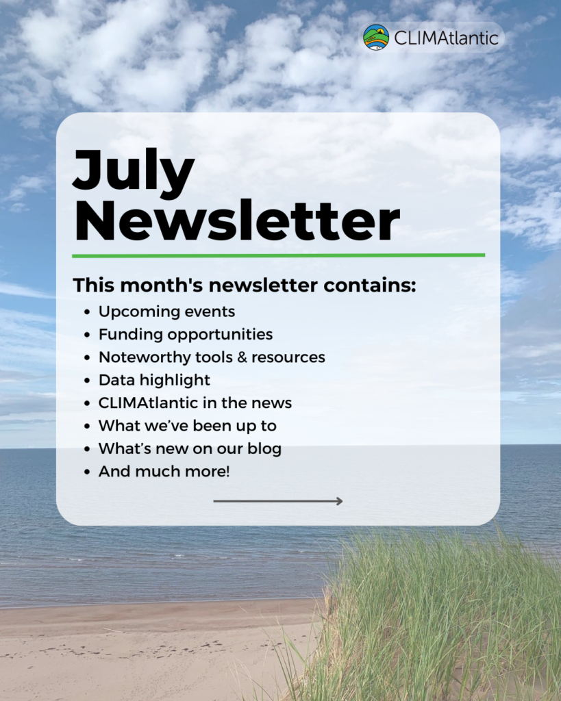 A promotional graphic for CLIMAtlantic's July newsletter.