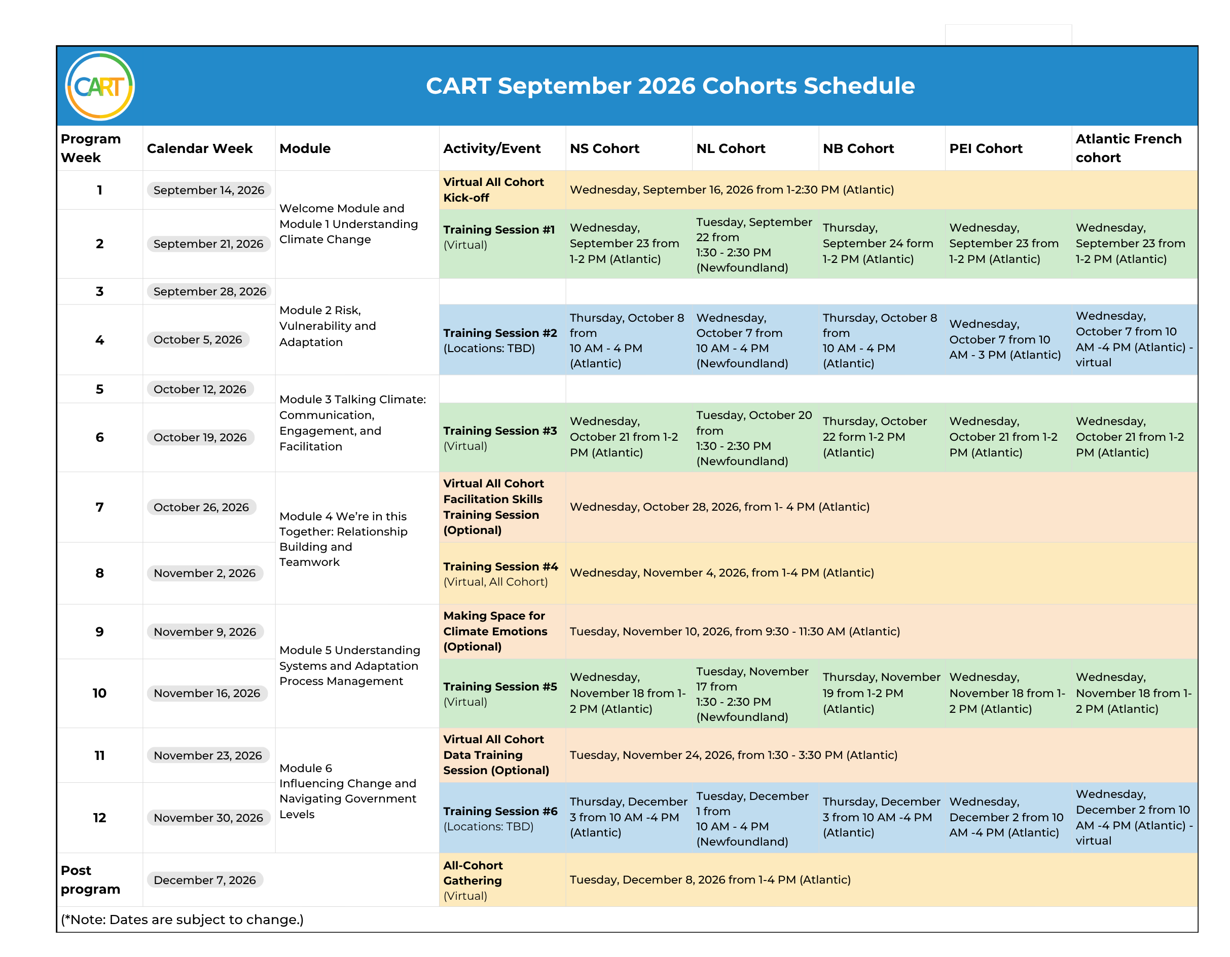 CART Sept 2026 Schedule CART September 2026 Schedule
