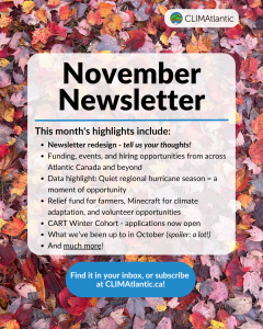 October newsletter promotional photo, lists key topics discussed