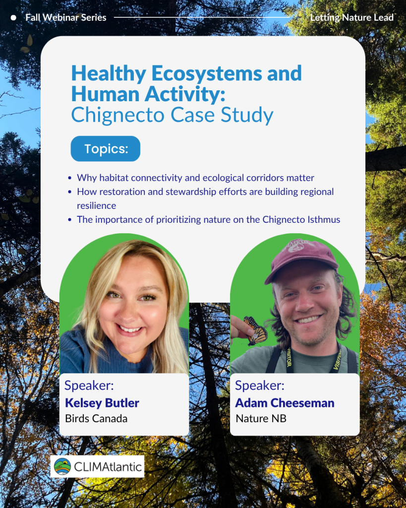 A graphic showcasing the title of the webinar, headshots of speaker(s), and a scenic background image.
