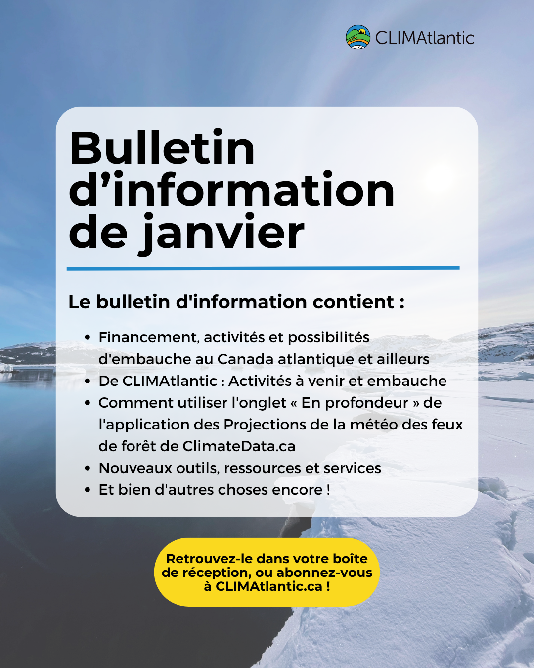 January newsletter February newsletter promo photo, lists key topics discussed