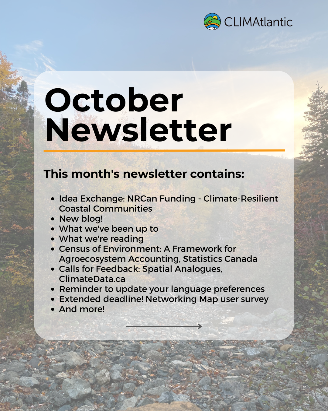 August newsletter promotional photo, lists key topics discussed
