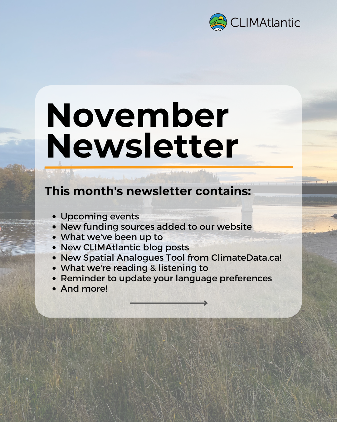August newsletter promotional photo, lists key topics discussed