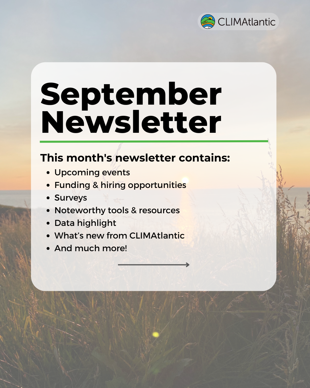 August newsletter promotional photo, lists key topics discussed