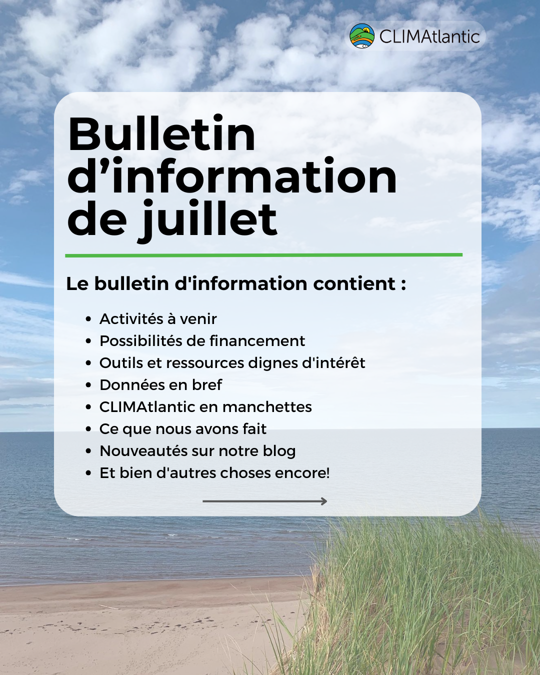 CLIMAtlantic-July-Newsletter-1 February newsletter promo photo, lists key topics discussed