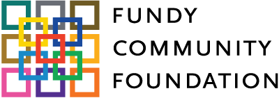 Le logo de la fondation est composé de carrés superposés de différentes couleurs. À côté du logo, on peut lire "Fundy Community Foundation"