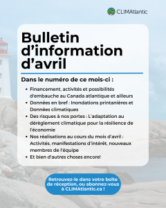 Un graphique promotionnel pour le bulletin d'information de CLIMAtlantic d'avril 2025.