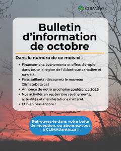 Image lists the topics in our monthly newsletter - this image is in french.