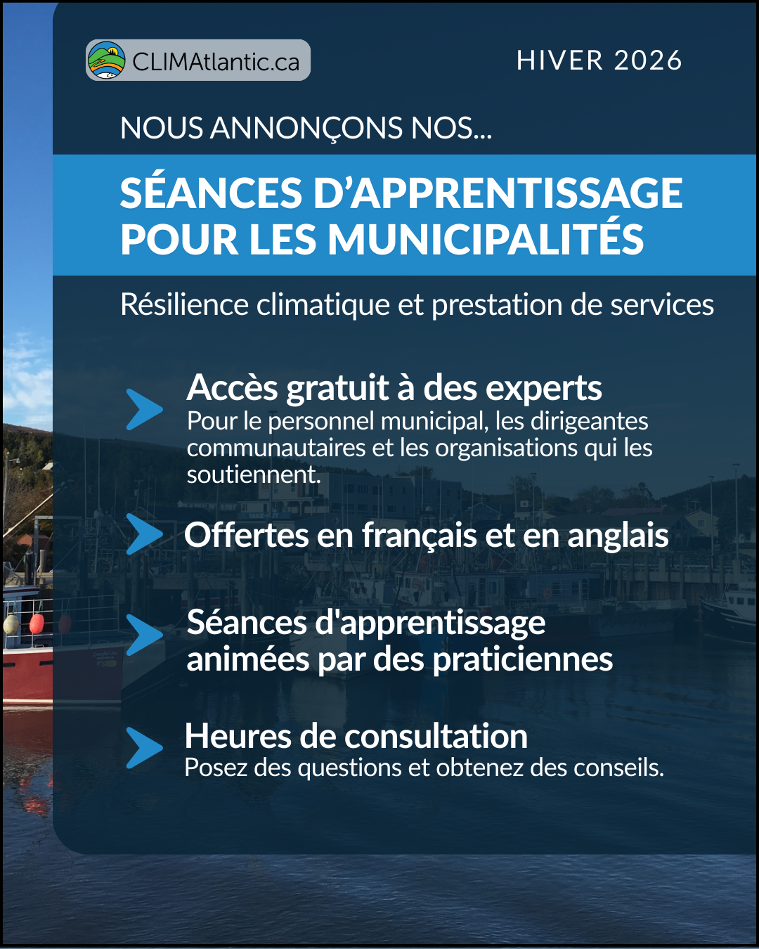 Le français suit. An overview of the Municipal Learning Series and services included. Aperçu de la série de formations municipales et des services inclus.