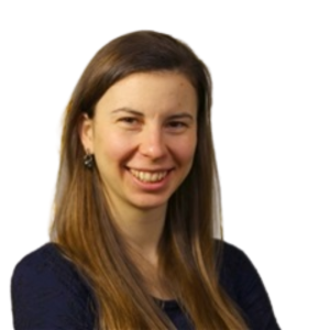 Le français suit<br />
A picture of a person with long brown hair and a dark top smiling at the camera, framed by a blue circle.<br />
Photo d'une personne aux longs cheveux bruns et au haut sombre, souriant à l'appareil photo, encadrée d'un cercle bleu.