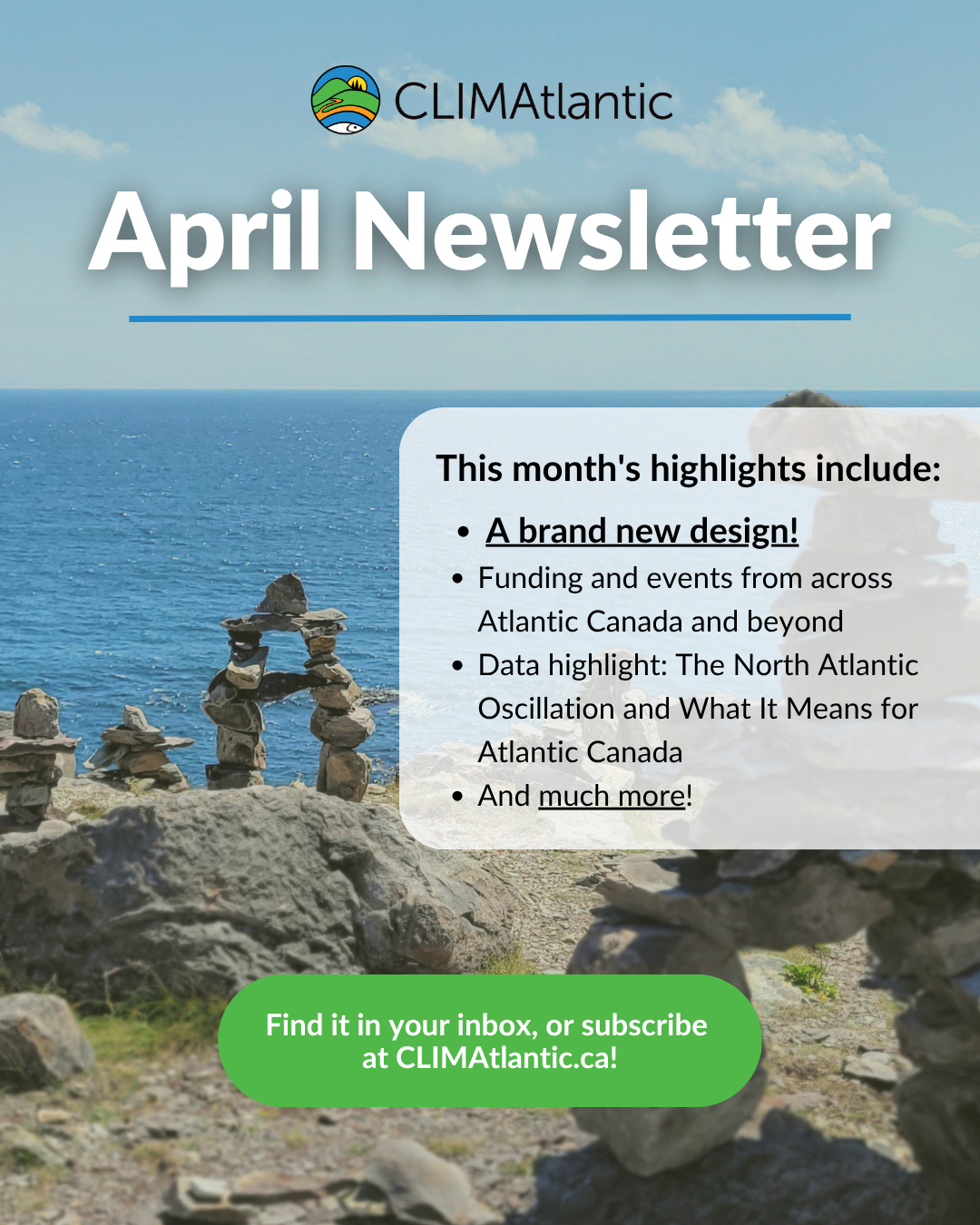 Le français suit. A list of content included in the March 2026 newsletter, with a scenic background. Liste du contenu inclus dans la newsletter de mars 2026, avec un arrière-plan pittoresque.